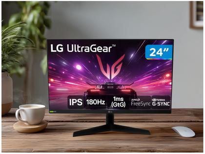 Imagem de Monitor Gamer 180Hz UltraGear 1ms (GtG) LG 24GS60F-B 24" Full HD IPS NVIDIA G-SYNC AMD FreeSync HDR10 sRGB 99% HDMI DisplayPort