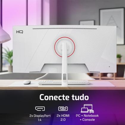 Imagem de Monitor Gamer 34" Curvo Branco 1ms, 165Hz, UltraWide (QHD) - 3440x1440 AMD FreeSync, HDMI, DP, HQ Premium HQW34C16