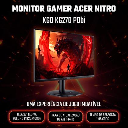 Imagem de Monitor Gamer Acer Nitro KG0 KG270 P0bi 27" Full HD 144Hz