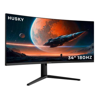 Imagem de Monitor Gamer Curvo Husky Tempest 34", Ultrawide, 180Hz, QHD, 1ms, DisplayPort e HDMI, Adaptive Sync, 99% sRGB, Preto - HGMT005
