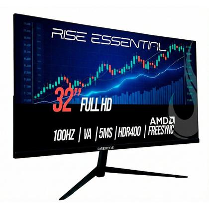 Imagem de Monitor Gamer Curvo Rise Mode Essential 32", Full HD, 100Hz, IPS, FreeSync, HDR 400, HDMI e VGA, Preto - RM-MOG-32C100FH-B