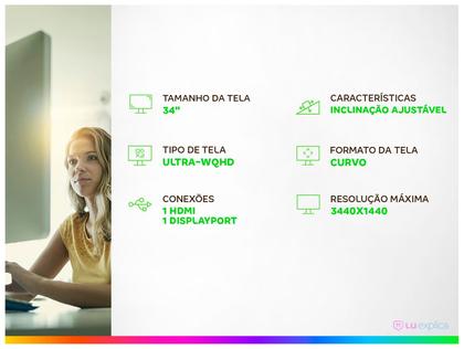 Imagem de Monitor Gamer Curvo Samsung Odyssey G5 34", WQHD, 165Hz, 1ms, FreeSync Premium, HDR10 - LC34G55TWWLMZD