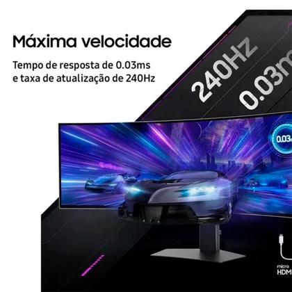 Imagem de Monitor Gamer Curvo Samsung Odyssey OLED G9 49", DQHD, 240Hz, 0.03ms, FreeSync Premium Pro, G-Sync, Altura Ajustável, Som integrado - LS49CG930SLMZD