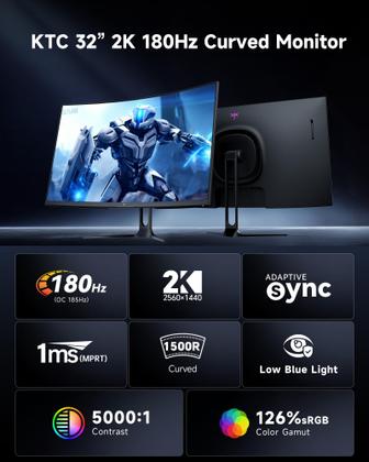 Monitor Gamer KTC 81cm 180Hz QHD Curvo H32S5 - Monitor para PC