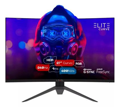 Imagem de Monitor Gamer Level Elite Curvo 27 Eled 240hz 1ms Preto