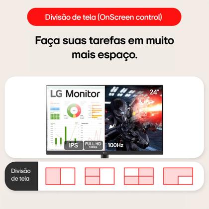 Imagem de Monitor Gamer LG 24" Full HD IPS 100Hz 5ms Ajuste de Inclinação 24MS500 Bivolt