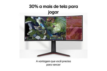Imagem de Monitor Gamer LG UltraGear Curvo 34” WQHD UltraWide 3440x1440 160Hz 1ms (MBR) HDR10 AMD FreeSync HDMI 34GP63A-B