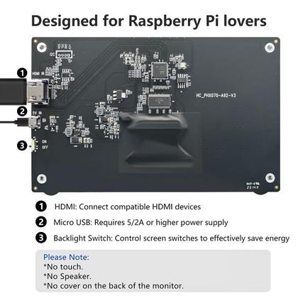 Imagem de Monitor HAMTYSAN Raspberry Pi Mini de 7 polegadas 800x480 HDMI IPS