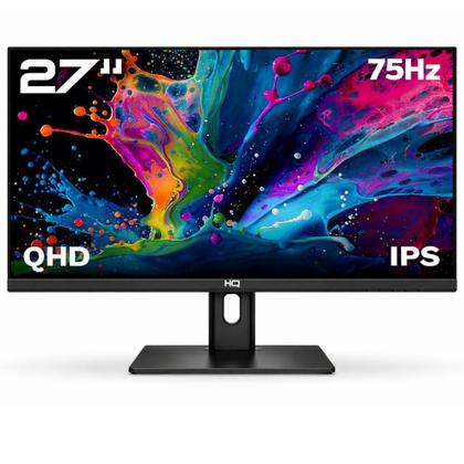 Imagem de Monitor HQ Pro 27”, IPS, 1MS, QHD 2560x1440, Ergonômico, Ajuste de Altura e Rotação, HDMI + DP Frameless HQ27AJ75