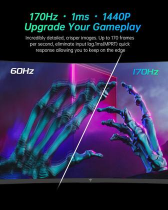 Imagem de Monitor KTC Gaming de 27 polegadas 1440P curvo 170 Hz FreeSync/G-Sync