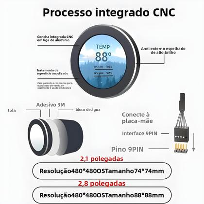 Imagem de Monitor LCD USB Refrigerado a Água De 2.1 a 2.8 Polegadas Para Monitoramento De CPU, GPU, RAM E HDD,