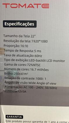 Imagem de Monitor led.22 polegadas 1080-1920