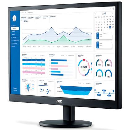 Imagem de Monitor LED AOC 18,5" Widescreen HD 60Hz com HDMI, VGA e Modo Eco, Preto - E970SWHNL