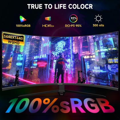 Imagem de Monitor memzuoix Curvo Ultra Wide QHD de 34" 1440p 165 Hz