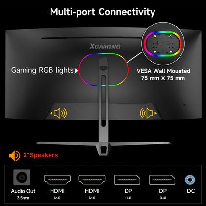 Imagem de Monitor memzuoix Curvo Ultra Wide QHD de 34" 1440p 165 Hz