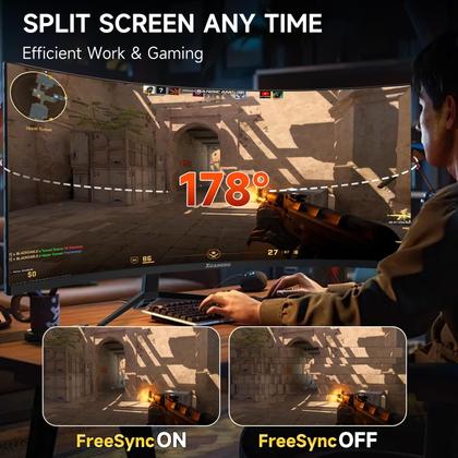 Imagem de Monitor memzuoix Curvo Ultra Wide QHD de 34" 1440p 165 Hz