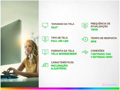 Imagem de Monitor para PC AOC M2470SWH2 23,6” LED - Widescreen Full HD HDMI VGA