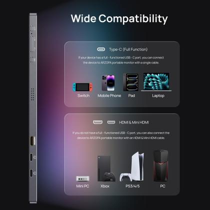 Imagem de Monitor portátil ARZOPA 16,1" 2.5K QHD 180Hz HDR