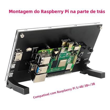 Imagem de Monitor Portátil De 7 Polegadas Com Tela Touch IPS Para Raspberry Pi 5 4B 3B+ Laptop PC Com