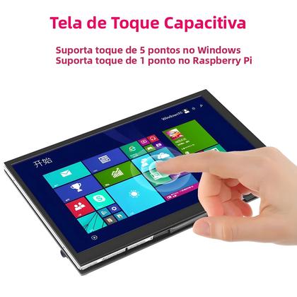 Imagem de Monitor Portátil De 7 Polegadas Com Tela Touch IPS Para Raspberry Pi 5 4B 3B+ Laptop PC Com