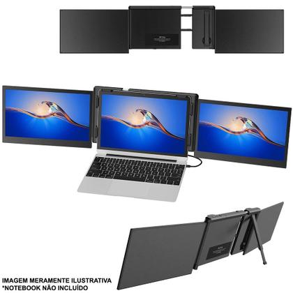 Imagem de Monitor Portatil para Notebook com Tela Dupla de 13.3" - Ofiyaa P2 Pro Tri Screen