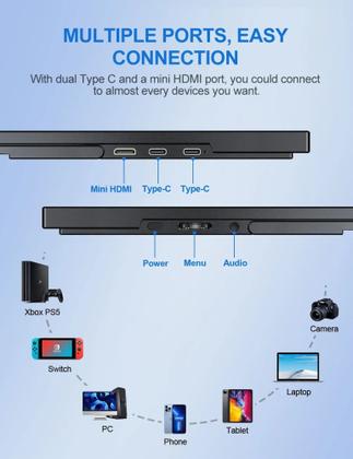Imagem de Monitor Portátil Uperfect Umax Gamer Tela 18,5" 120HZ 1080P IPS HDR