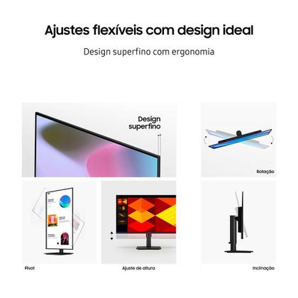 Imagem de Monitor Samsung 24", FHD, ajuste de altura, 100Hz, USB Hub, Display Port, HDMI, Preto, S4