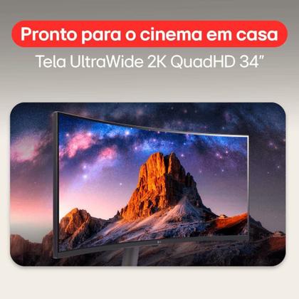 Imagem de Monitor Smart Curvo LG MyView 34", WQHD, WebOs, ThinQ, Apple AirPlay, Som Integrado - 34SR60QC-B.AWZM