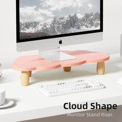 Imagem de Monitor Stand Riser AFOOYO em forma de nuvem, madeira rosa