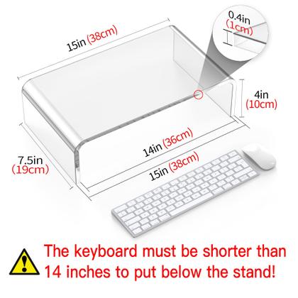 Imagem de Monitor Stand Riser Beimu Acrylic Clear para mesa de 38 polegadas
