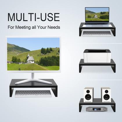 Imagem de Monitor Stand Riser TEAMIX 14,2 polegadas de madeira com armazenamento preto