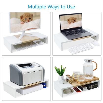 Imagem de Monitor Stand Riser TEAMIX Wood com armazenamento de 20 polegadas branco+ácer
