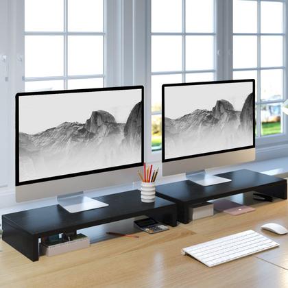 Imagem de Monitor Stand Riser TEAMIX Wood de 20 polegadas para mesa, preto, pacote com 2