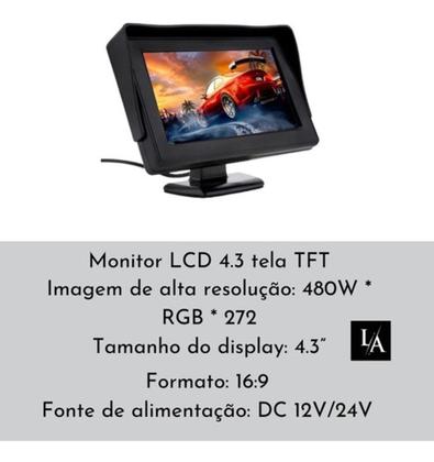 Imagem de Monitor Tela 4.3 Lcd Van + Câmera De Ré E Cabo Adicional 10m