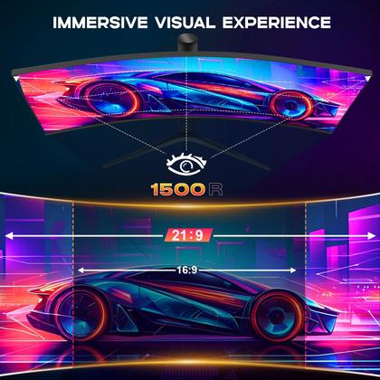Imagem de Monitor XUNDEFINED curvo de 34 polegadas com alto-falante UWQHD de 180 Hz