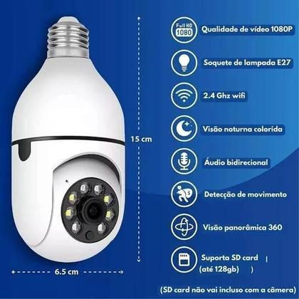 Imagem de Monitore Sua Casa A Câmera Wifi Ip 360 Giratória Lâmpada