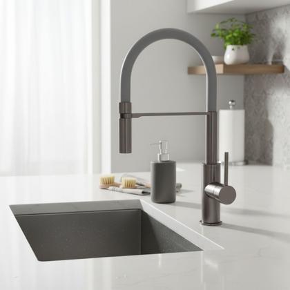 Imagem de Monocomando para Cozinha de Mesa Bica Flexivel - Suporte arco c/ Ima - Grey V-10645-291-QS WJ-2245-DB-CZ