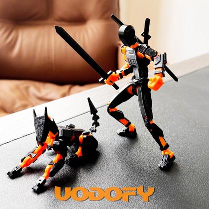Imagem de (Montagem concluída) Conjunto de bonecos de ação T13, boneco de ação Toys Robo 13 impresso em 3D, boneco de ação Dummy 13 Titan 13 (preto e laranja)