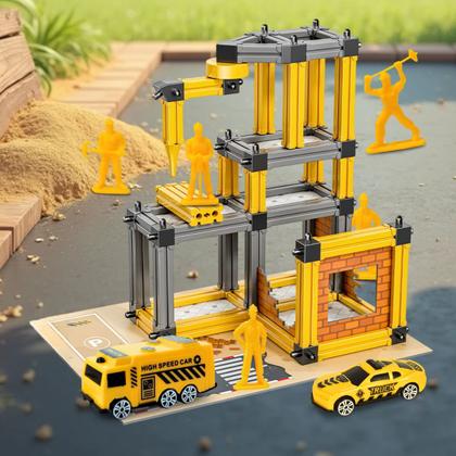 Imagem de Monte e Brinque 3D Estacao Construcao 94 Pecas DM Toys Brinquedo Infantil Recreativo