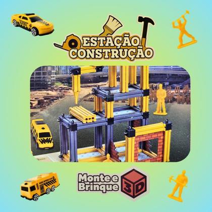 Imagem de Monte e Brinque 3D Estacao Construcao 94 Pecas DM Toys Brinquedo Infantil Recreativo