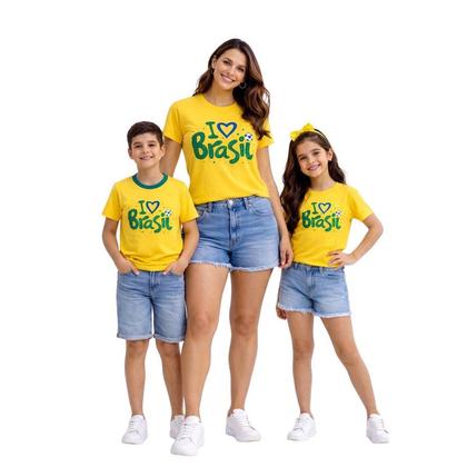 Imagem de Monte Kit blusa mãe e filha(o) amo Brasil valor unitário