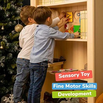 Imagem de Montessori Busy Board for Toddlers - Brinquedos Sensoriais de Madeira - Atividades infantis para brinquedos de viagem de habilidades motoras finas - Brinquedos educacionais para meninos e meninas de 3 anos