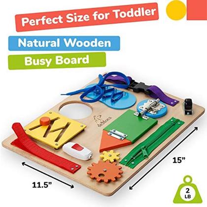 Imagem de Montessori Busy Board for Toddlers - Brinquedos Sensoriais de Madeira - Atividades infantis para brinquedos de viagem de habilidades motoras finas - Brinquedos educacionais para meninos e meninas de 3 anos