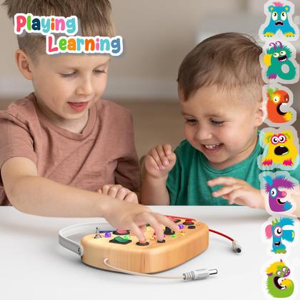 Imagem de Montessori Toddler Busy Board Flycoost com 17 luzes LED 1-6Y