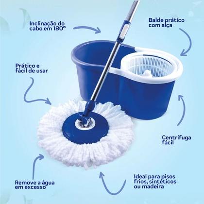 Imagem de Mop Com Cesto Giratório 360 Bompack e Refil Microfibra Extra