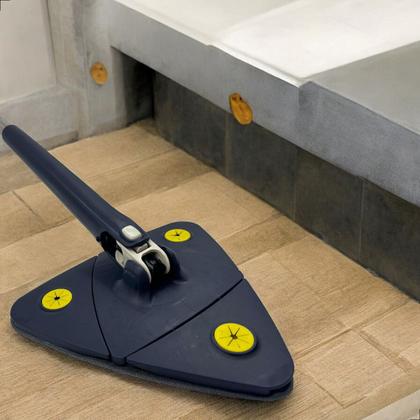 Imagem de Mop de Limpeza Rodo Triangular Esfregão de Chão Mágico Giratório 360 Graus Esfreguette INMA Cabo Inox Ajustável 2 Refis Microfibra