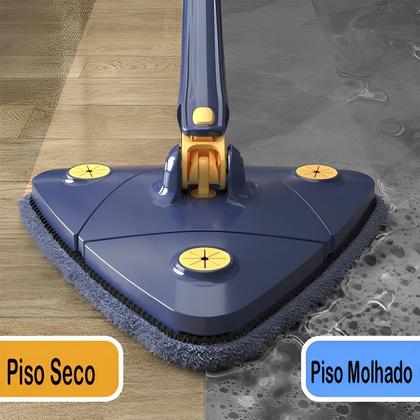 Imagem de Mop de limpeza triangular  Limpador de parede triângulo flexível com alça longa  Mop de pó de microfibra C/ 2 Refil