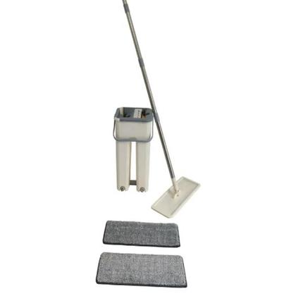 Imagem de Mop Duplo Lava e Seca com Balde Microfibra Cabo Inox Limpeza Pisos Multiuso Higienização Sem Esforço