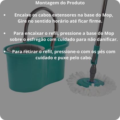 Imagem de Mop Esfregão Centrifuga Cesto 10 Lts Cabo Extensível Giratóri Mop Rodo Magico  Geral - Hannover Home