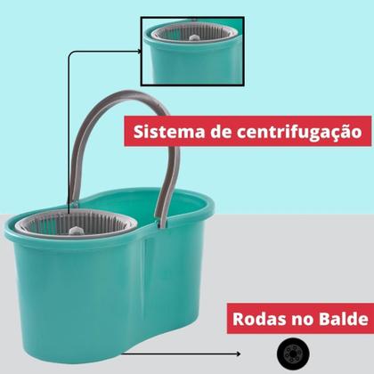 Imagem de Mop Esfregão Centrifuga Cesto 10 Lts Cabo Extensível Giratóri Mop Rodo Magico  Geral - Hannover Home